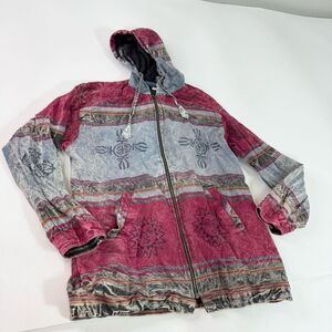 VTG The Headshop Jacket Mens Medium Full Zip Boho Hooded Cotton Lined